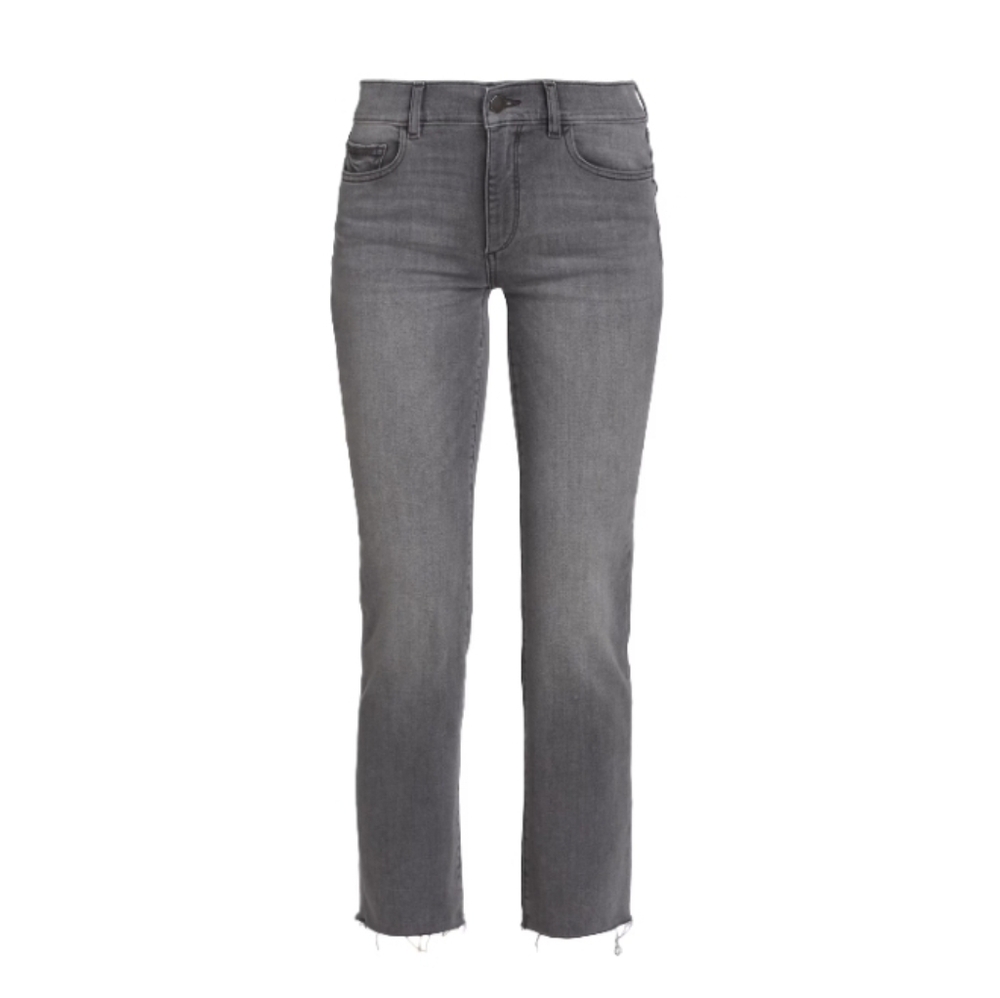 DL1961 Mara Straight Midrise Instasculpt Ankle Jeans, Overcast Raw, Size 30